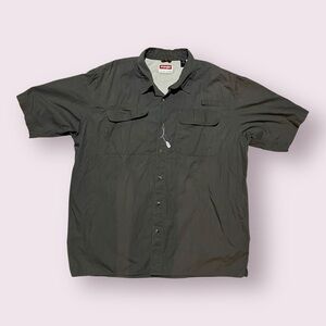 Wranglers Men’s Stretch Ripstop Button Down Short-Sleeve Shirt Size XL Grey